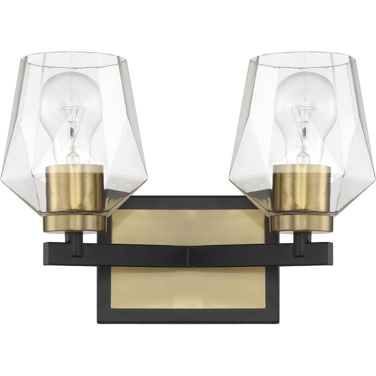 Craftmade 56902FBSB Avante Grand 2 Light 13 inch Flat Black and Satin Brass Vanity Light Wall Light