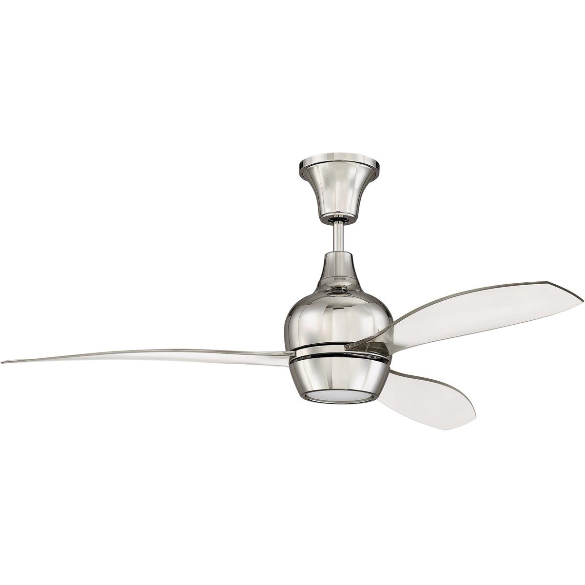 Craftmade Brd52pln3 Uci Bordeaux 52 Inch Polished Nickel With Clear Acrylic Blades Ceiling Fan Blades Included