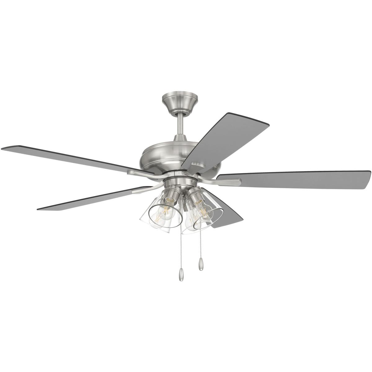 Craftmade ECF104BNK5BNGW Eos 52 inch Brushed Polished Nickel with Brushed NickelGreywood Blades Ceiling Fan Blades Included Contractor Fan