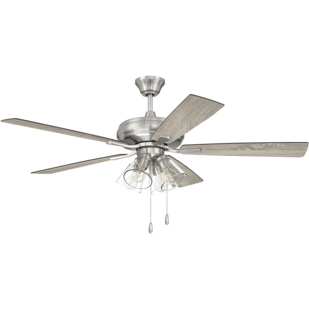 Craftmade ECF104BNK5DWWLN Eos 52 inch Brushed Polished Nickel with DriftwoodWalnut Blades Ceiling Fan Blades Included Contractor Fan