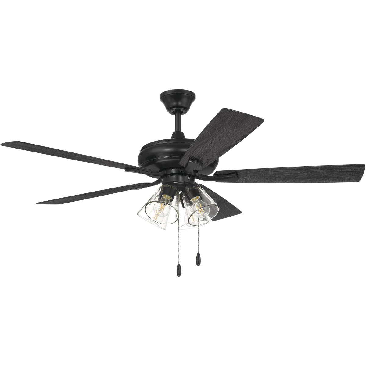 Craftmade ECF104FB5FBGW Eos 52 inch Flat Black with Flat BlackGreywood Blades Ceiling Fan Blades Included Contractor Fan