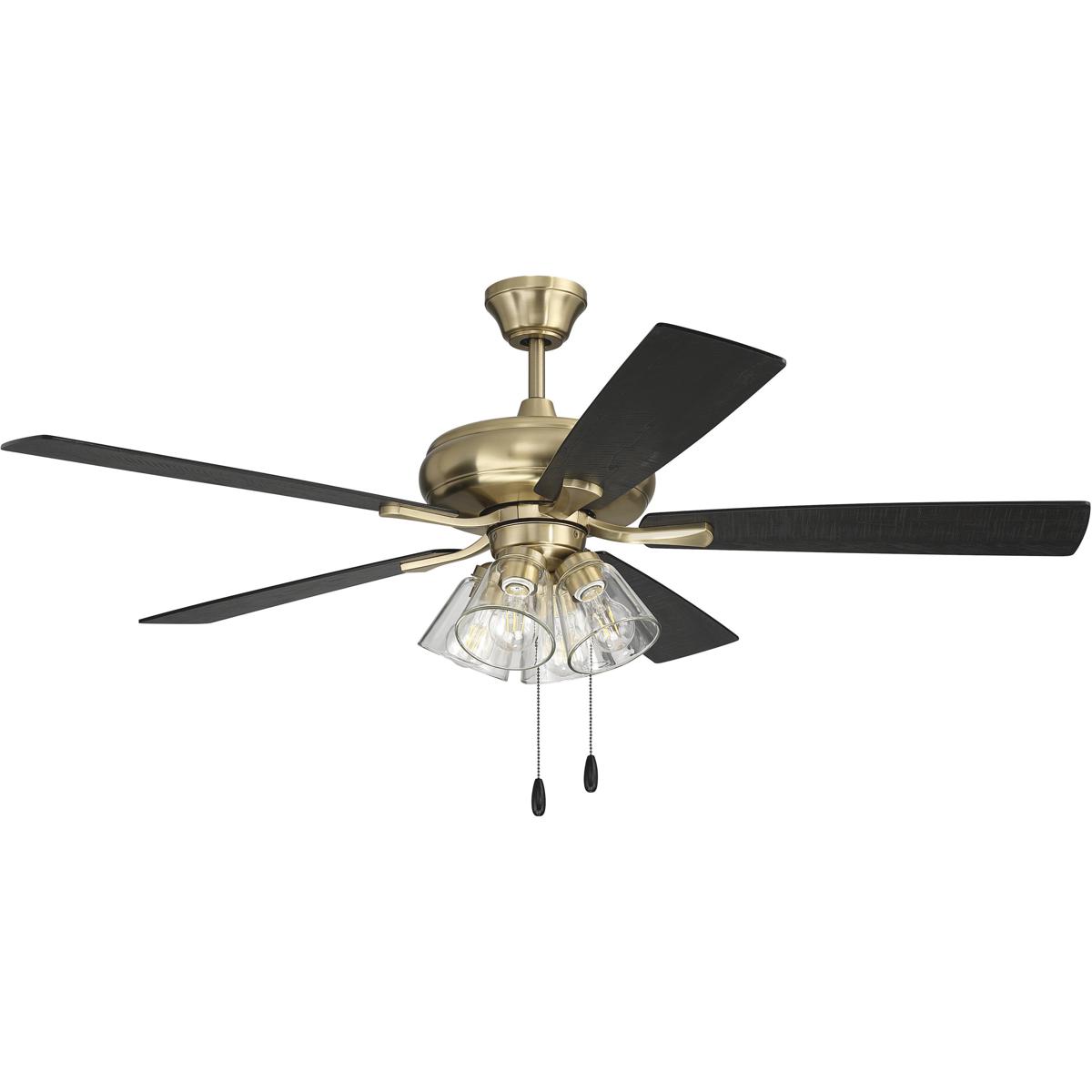 Craftmade ECF104SB5BWNFB Eos 52 inch Satin Brass with Black WalnutFlat Black Blades Ceiling Fan in Black Walnut Flat Black