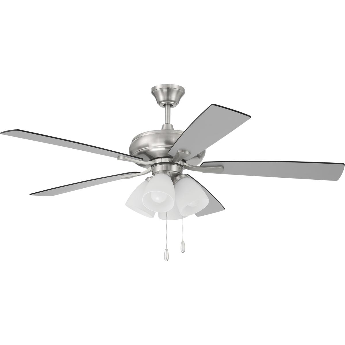 Craftmade ECF114BNK5BNGW Eos 52 inch Brushed Polished Nickel with Brushed NickelGreywood Blades Ceiling Fan Blades Included Contractor Fan