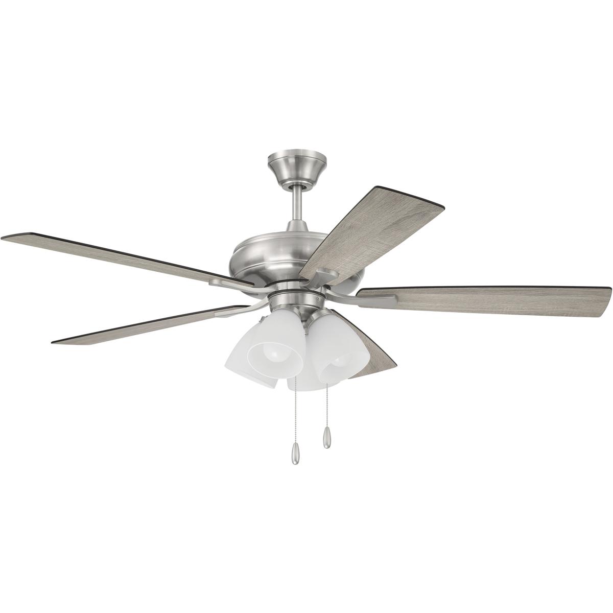 Craftmade ECF114BNK5DWWLN Eos 52 inch Brushed Polished Nickel with DriftwoodWalnut Blades Ceiling Fan Blades Included Contractor Fan