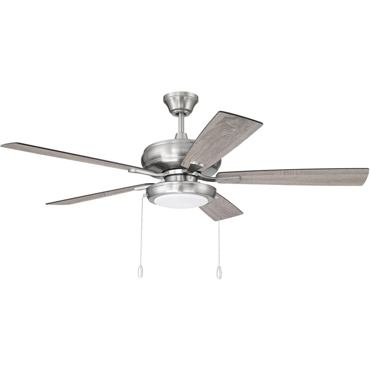Craftmade ECF119BNK5DWWLN Eos 52 inch Brushed Polished Nickel with DriftwoodWalnut Blades Ceiling Fan