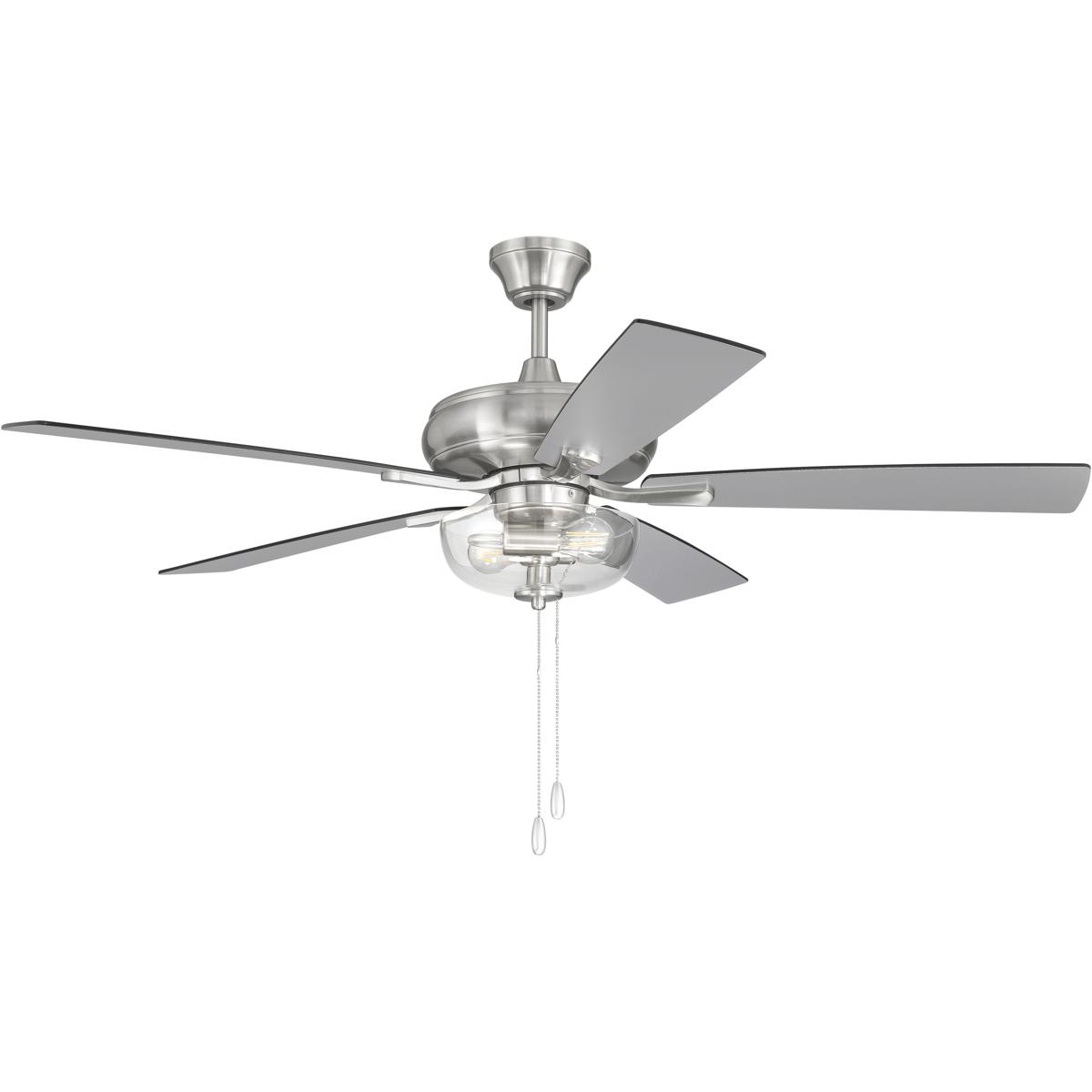 Craftmade ECF201BNK5BNGW Eos 52 inch Brushed Polished Nickel with Brushed NickelGreywood Blades Ceiling Fan