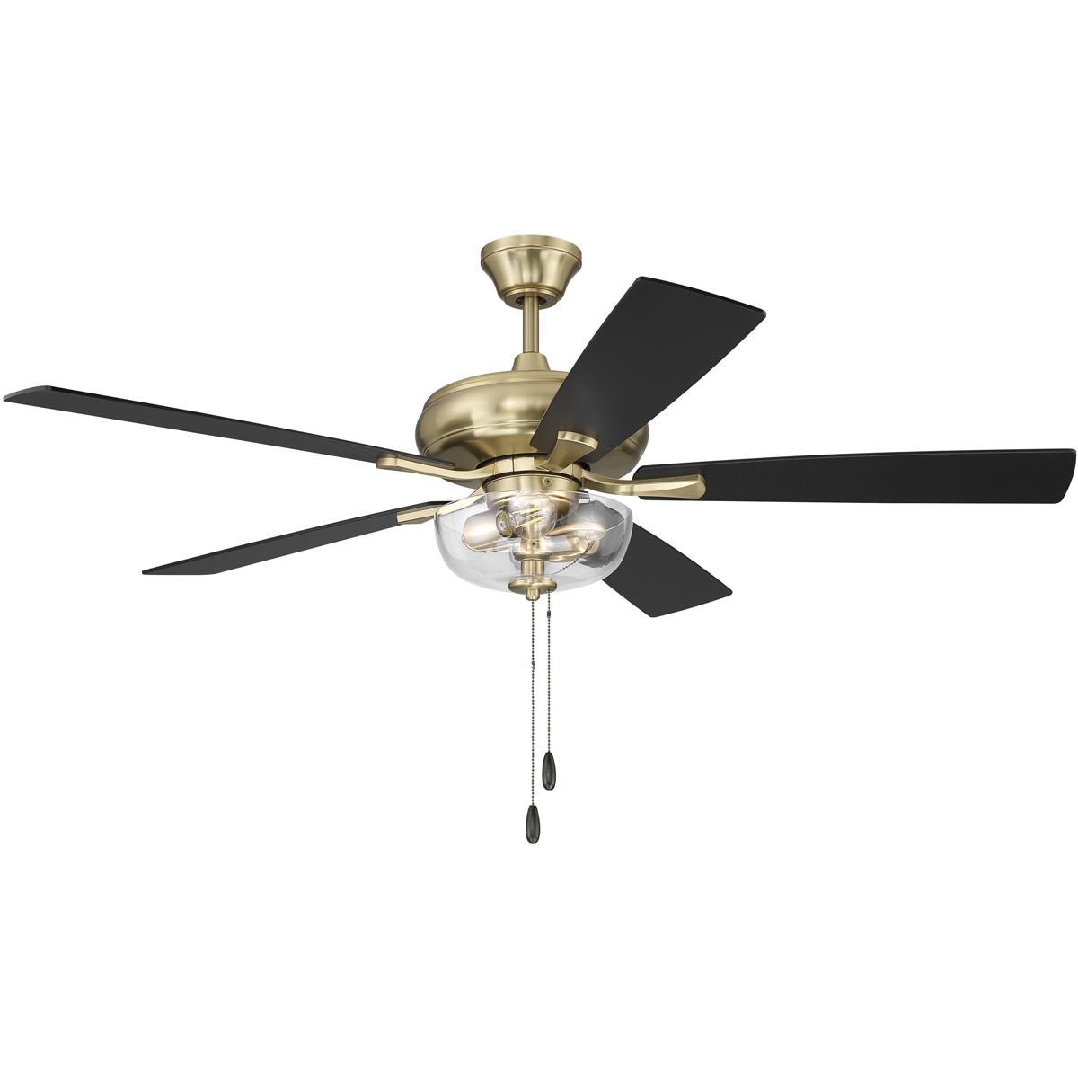 Craftmade ECF201SB5BWNFB Eos 52 inch Satin Brass with Black WalnutFlat Black Blades Ceiling Fan
