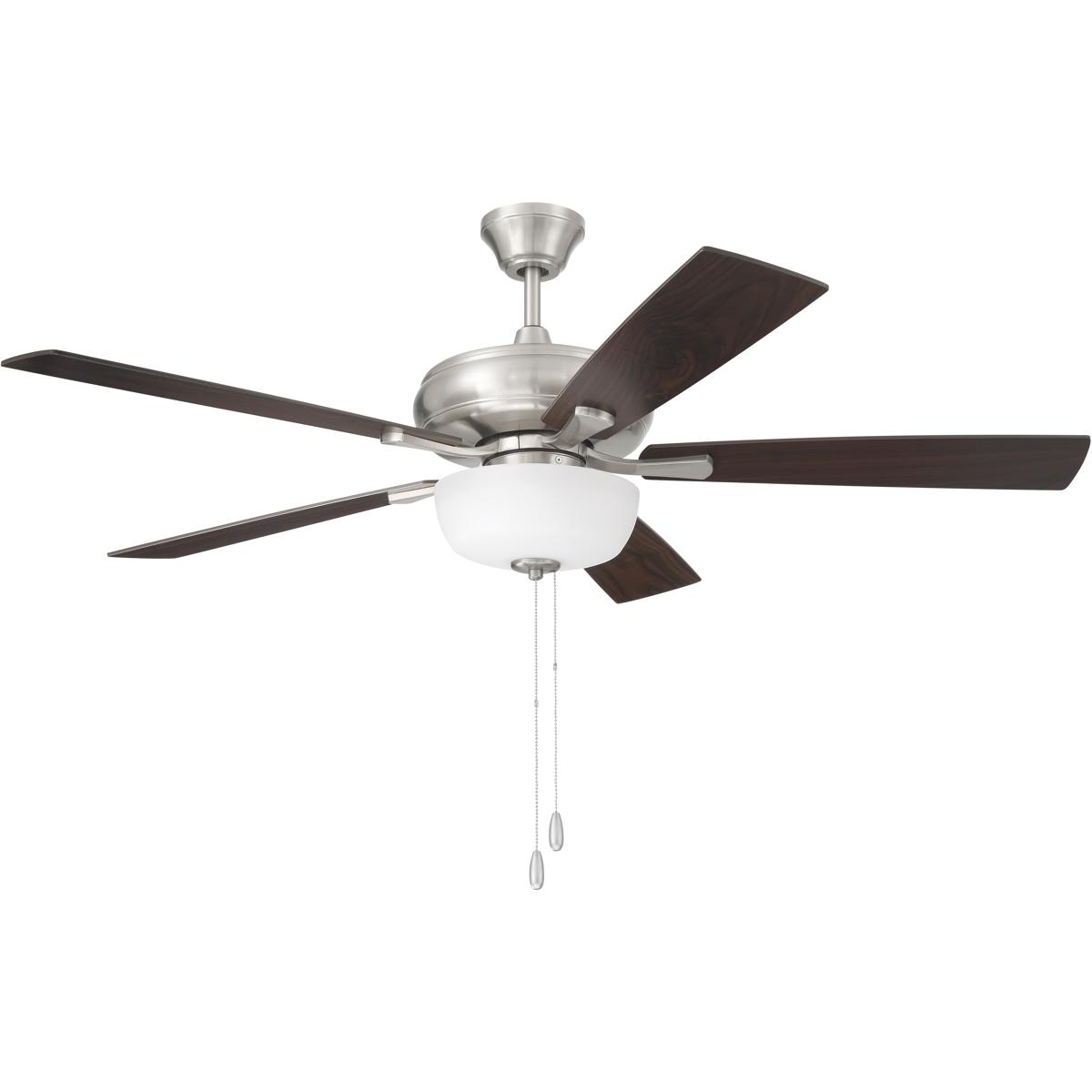 Craftmade ECF211BNK5DWWLN Eos 52 inch Brushed Polished Nickel with DriftwoodWalnut Blades Ceiling Fan