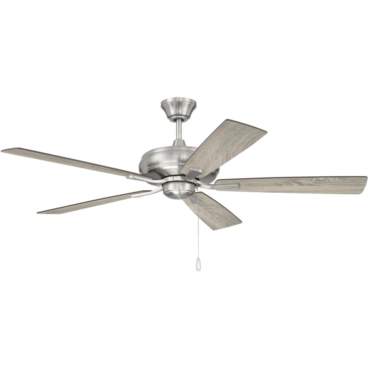 Craftmade ECF52BNK5DWWLN Eos 52 inch Brushed Polished Nickel with DriftwoodWalnut Blades Ceiling Fan Blades Included Contractor Fan