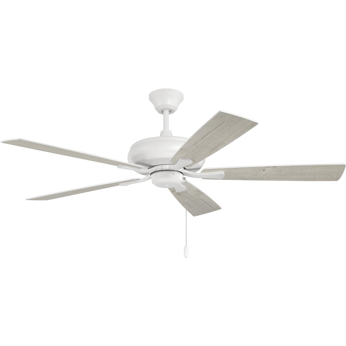 Craftmade ECF52W5WWOK Eos 52 inch White with WhiteWashed Oak Blades Ceiling Fan Blades Included in WhiteWhitewashed Oak Contractor Fan