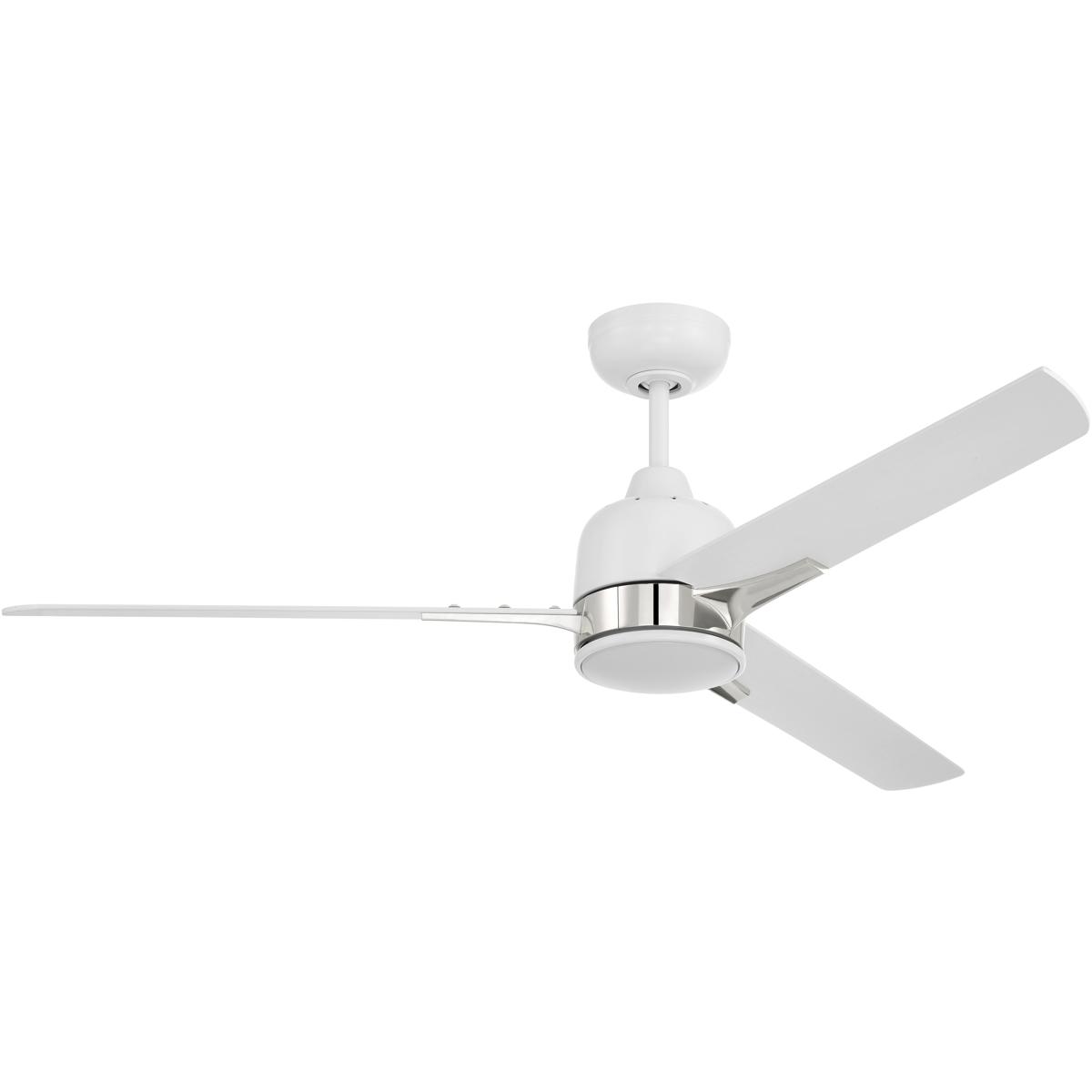 Craftmade FUL52WPLN3 Fuller 52 inch White/Polished Nickel with White Blades Ceiling Fan (Blades Included) in White and Polished Nickel
