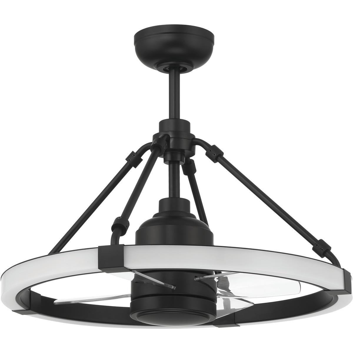 Craftmade LVY24FB4 Levy 19 inch Flat Black with Clear Acrylic/Flat Black Blades Ceiling Fan (Blades