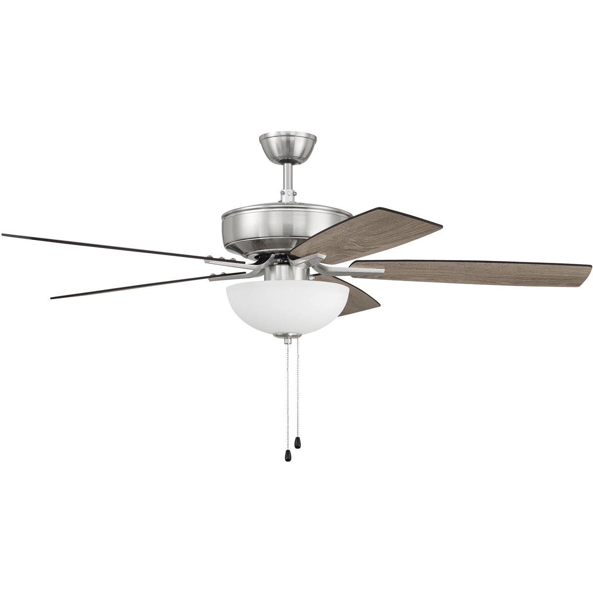 Craftmade P211BNK5-52DWGWN Pro Plus 211 52 inch Brushed Polished Nickel with Driftwood/Grey Walnut Blades Contractor Ceiling Fan in Driftwood / Grey W