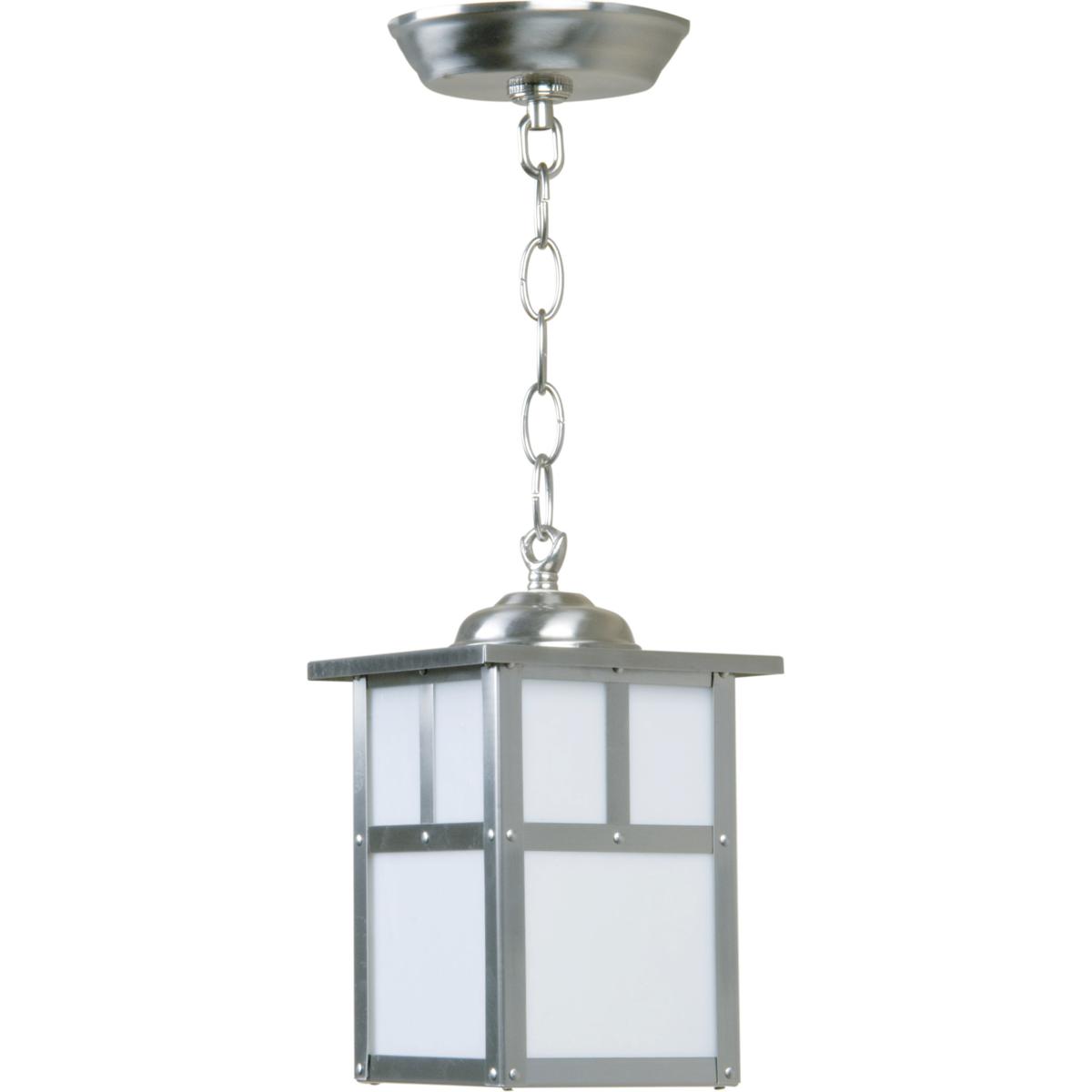 Craftmade Z1841-SS Mission 1 Light 6 inch Stainless Steel Outdoor Pendant in White Tiffany Glass, Small