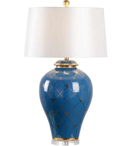Chelsea House 69767 Shayla Copas 33 Inch 100 00 Watt Blue Glaze Metallic Gold Table Lamp Portable Light