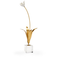 Chelsea House 383619 Chelsea House Antique Gold Leaf/White Glaze/Clear Tulip on Stand Accent photo thumbnail
