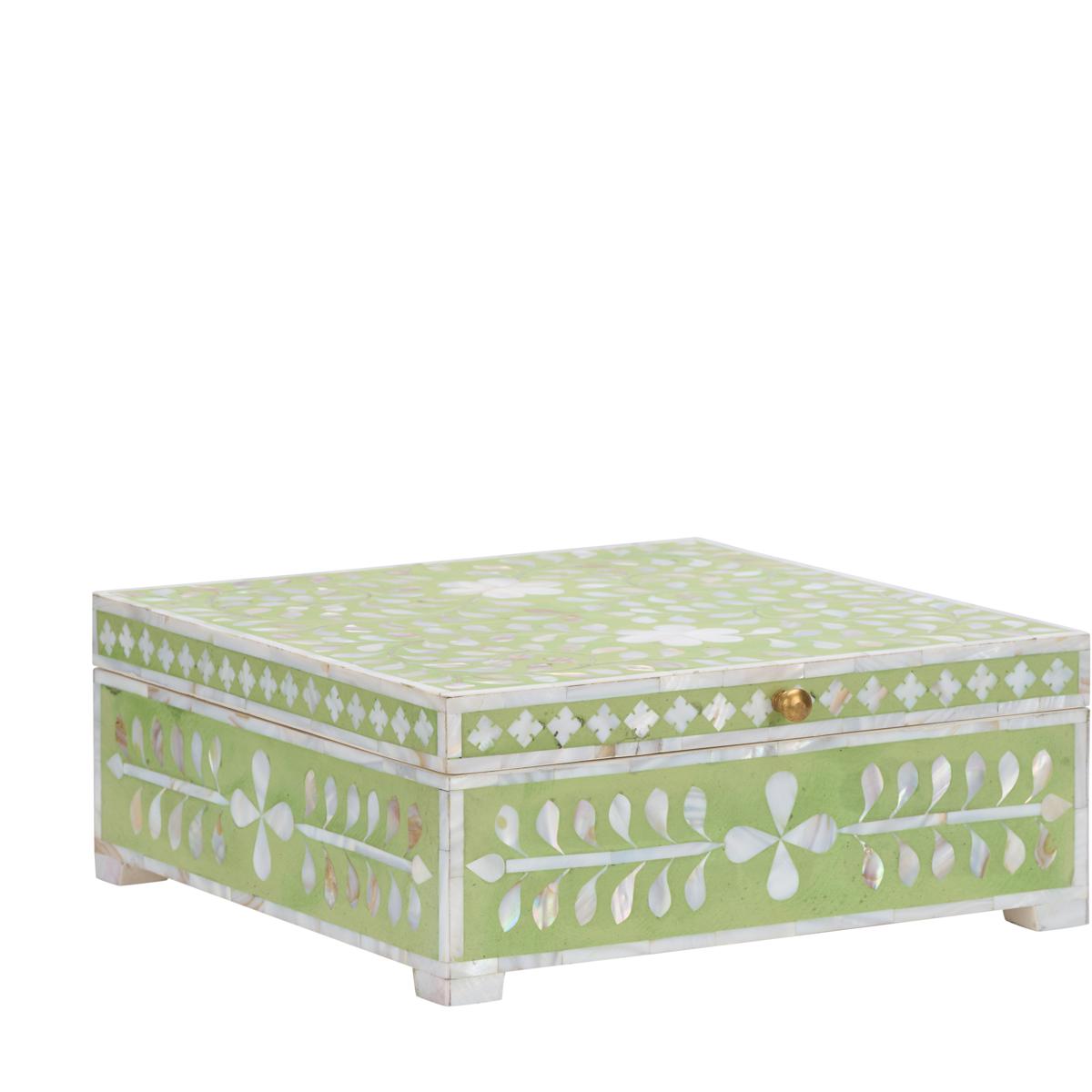 Chelsea House 370513 Bone Inlay 125 inch Green and WhiteCream Box