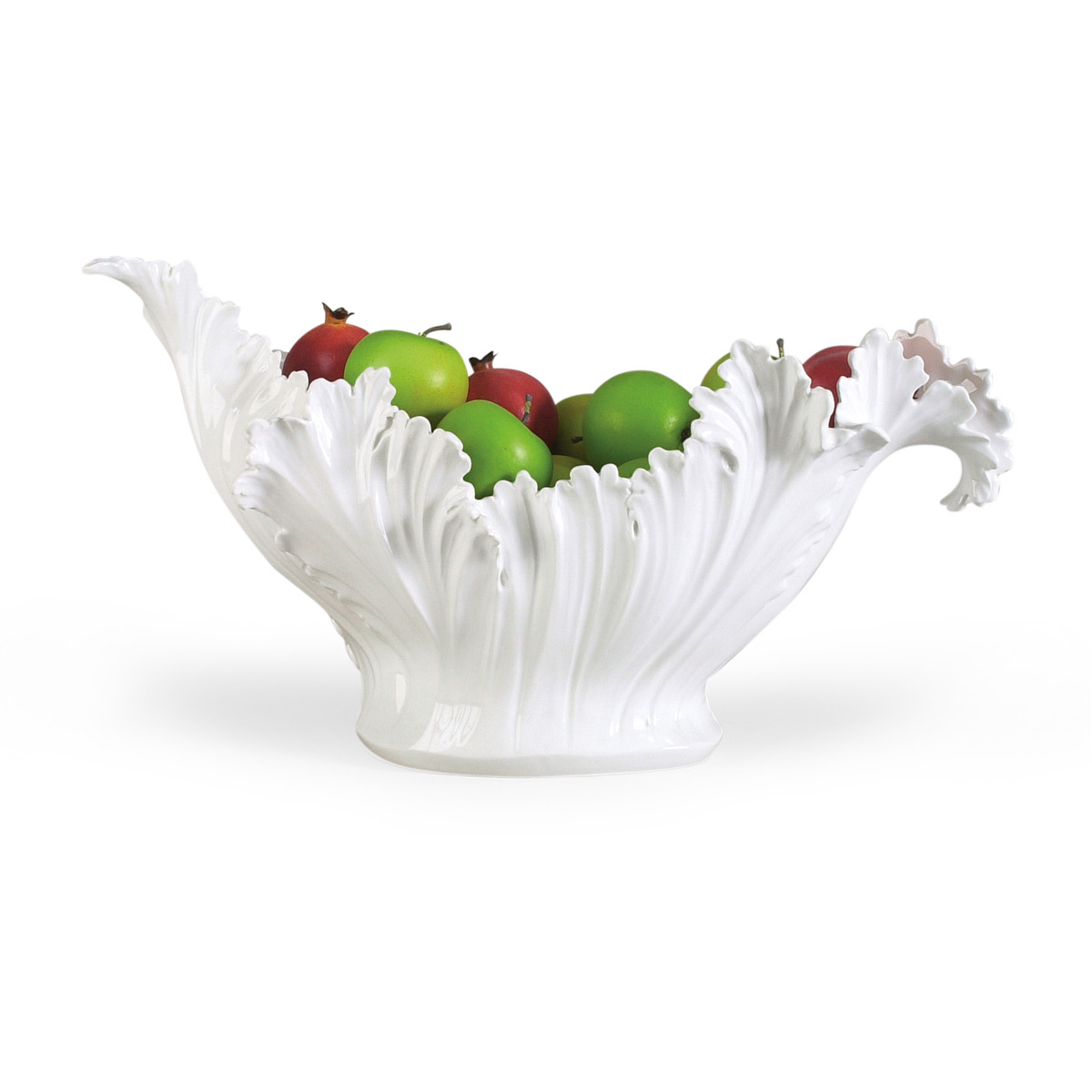 Matilda French Country White Glazed Ceramic Leaf Bowl