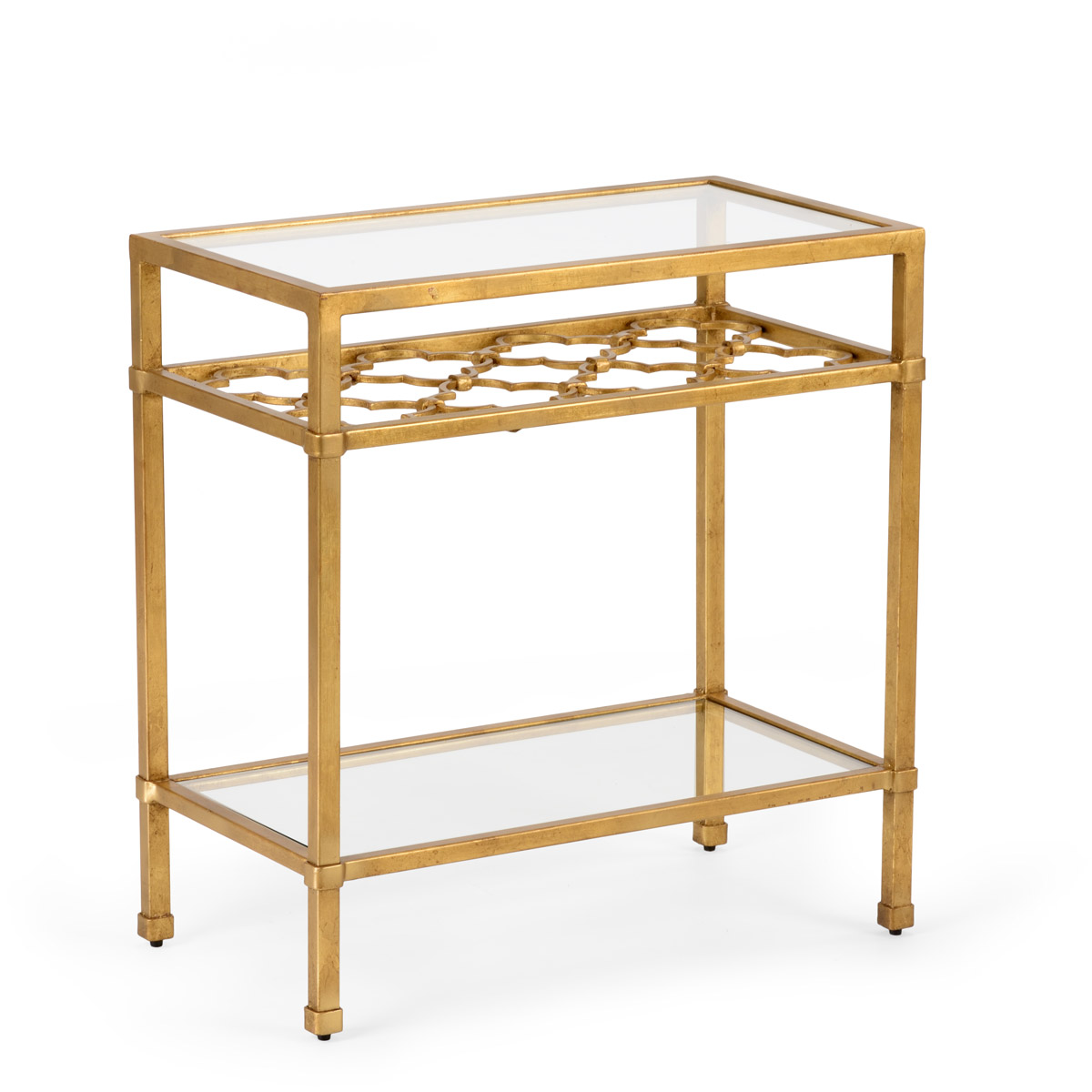 Chelsea House 382297 Chelsea House 23 X 22 inch Antique Gold Leaf/Clear Side Table