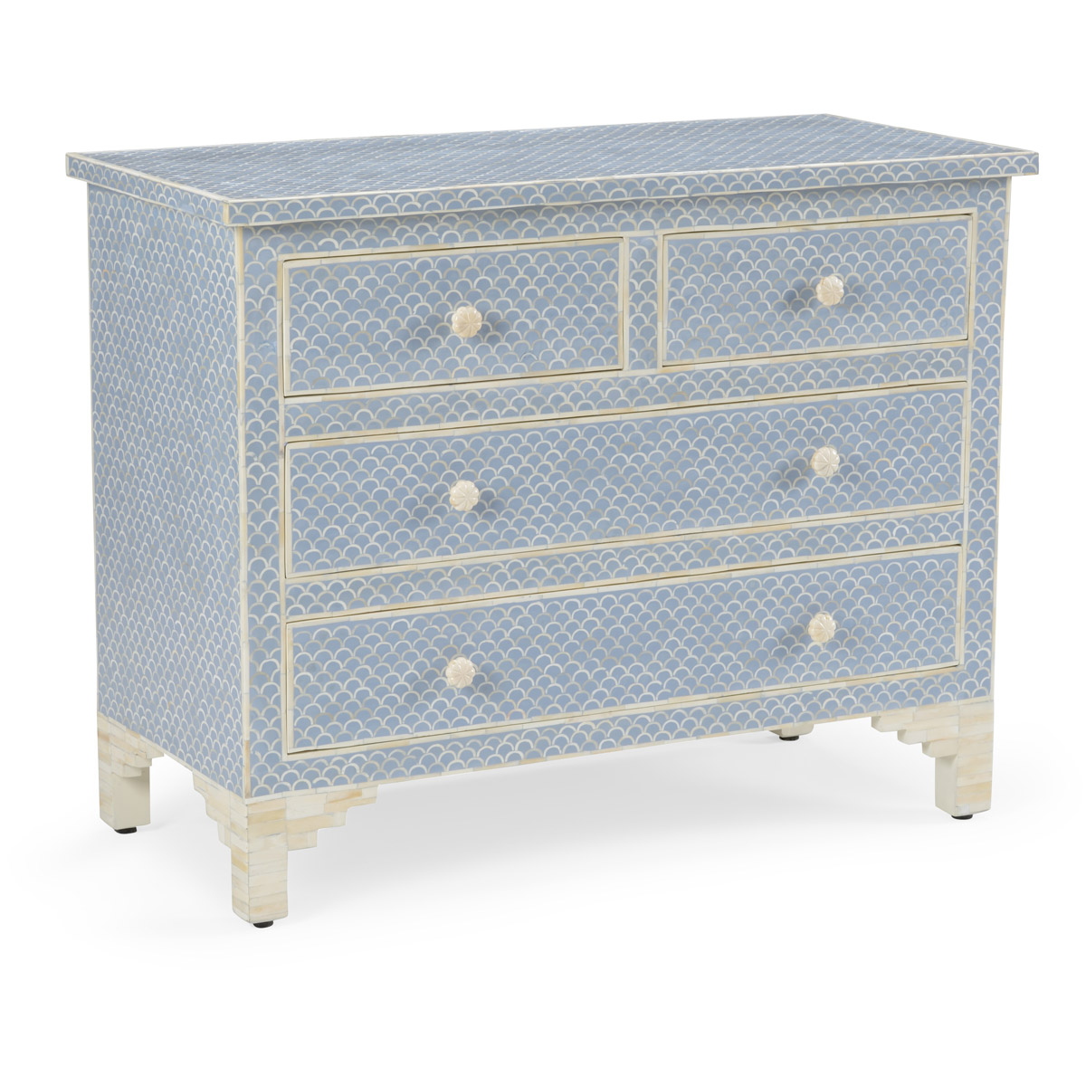 Chelsea House 382998 Chelsea House White/Blue/Fish Scale Pattern Chest