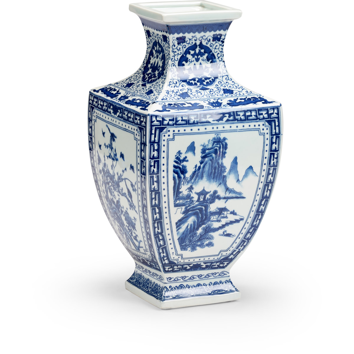 Vela Global Bazaar Blue Ceramic Ming In Panel Table Vase