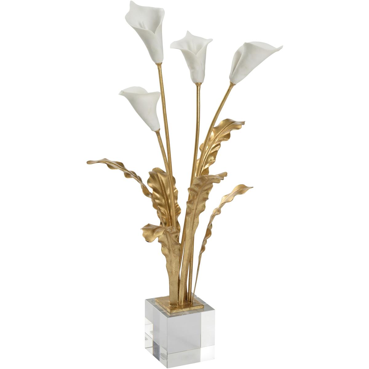 Chelsea House 385955 Calla Lily Bouquet Gold and White/Cream Porcelain Flower Decor