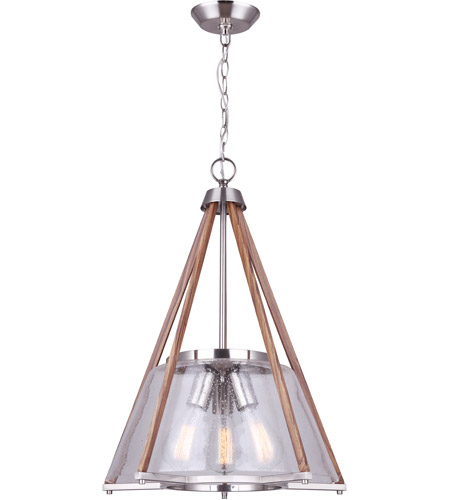 Canarm ICH742A03BNW18 Dex 3 Light 18 inch Brushed Nickel and Faux Wood Chandelier Ceiling Light