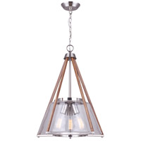 Canarm ICH742A03BNW18 Dex 3 Light 18 inch Brushed Nickel and Faux Wood Chandelier Ceiling Light photo thumbnail