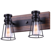 Canarm IVL752A02BKW Madison 2 Light 14 inch Black and Faux Wood Vanity Light Wall Light thumb