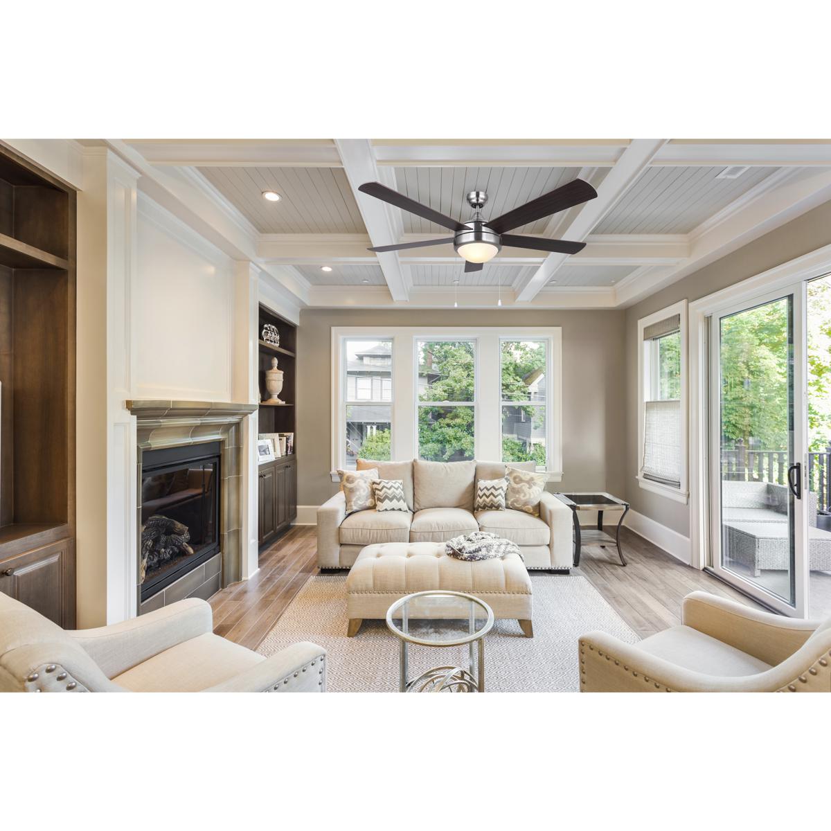 Canarm CF52PR35BN Madison 52 inch Brushed Nickel with Silver Oak/Walnut Blades Ceiling Fan, Dual Mount