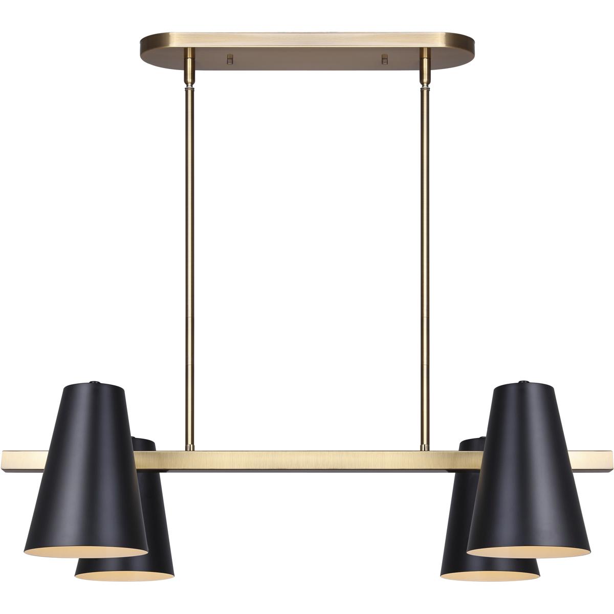 Canarm IPL1145A04BKG Harken 4 Light 18 inch Matte Black and Gold Pendant Ceiling Light
