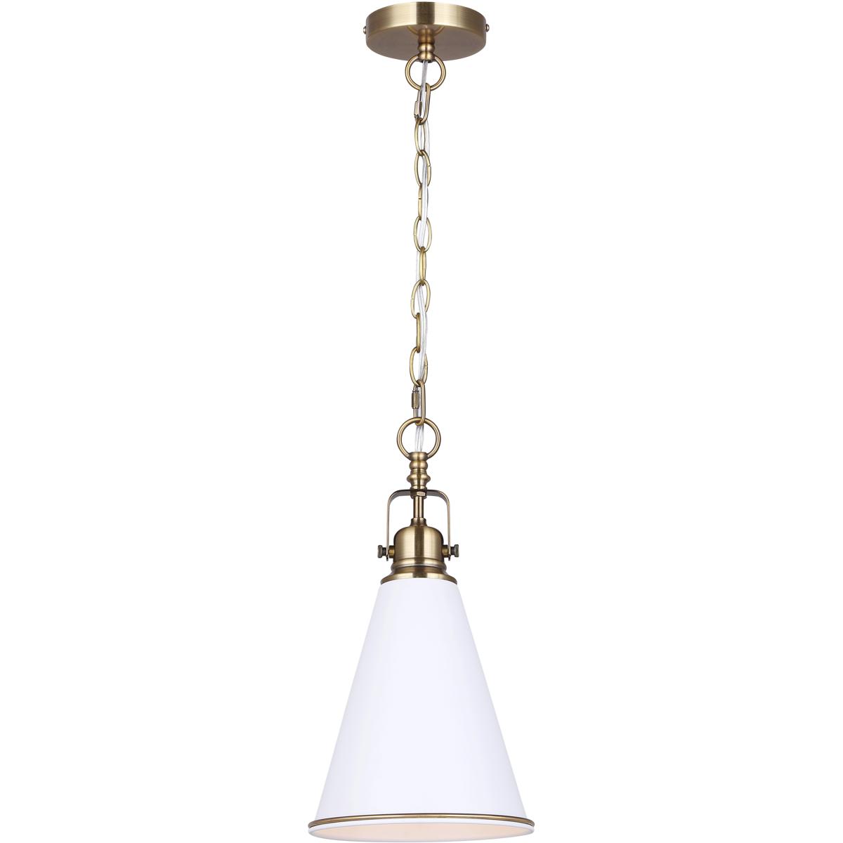 Canarm IPL2195B01WHG Ollie 1 Light 7.5 inch Matte White and Gold Pendant Ceiling Light