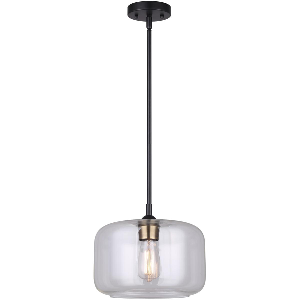 Canarm IPL778B01BKG Fauna 1 Light 11 inch Matte Black/Gold Pendant Ceiling Light