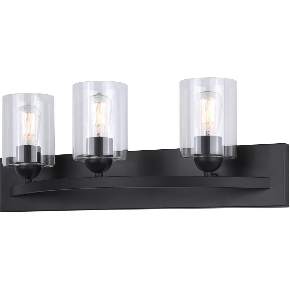 Canarm IVL370A03BK-CL Hampton 3 Light 24 inch Matte Black Vanity Light Wall Light