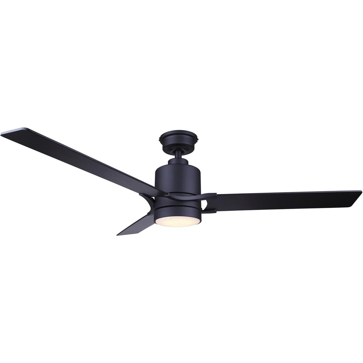 Canarm CF52SEN3BK Senoia 52 inch Matte Black Ceiling Fan, Dual Mount
