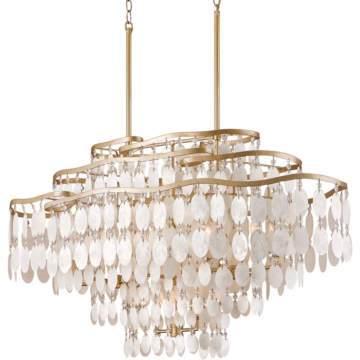 Corbett Lighting 109-512-CPL Dolce 12 Light 42 inch Champagne Leaf Linear Pendant Ceiling Light