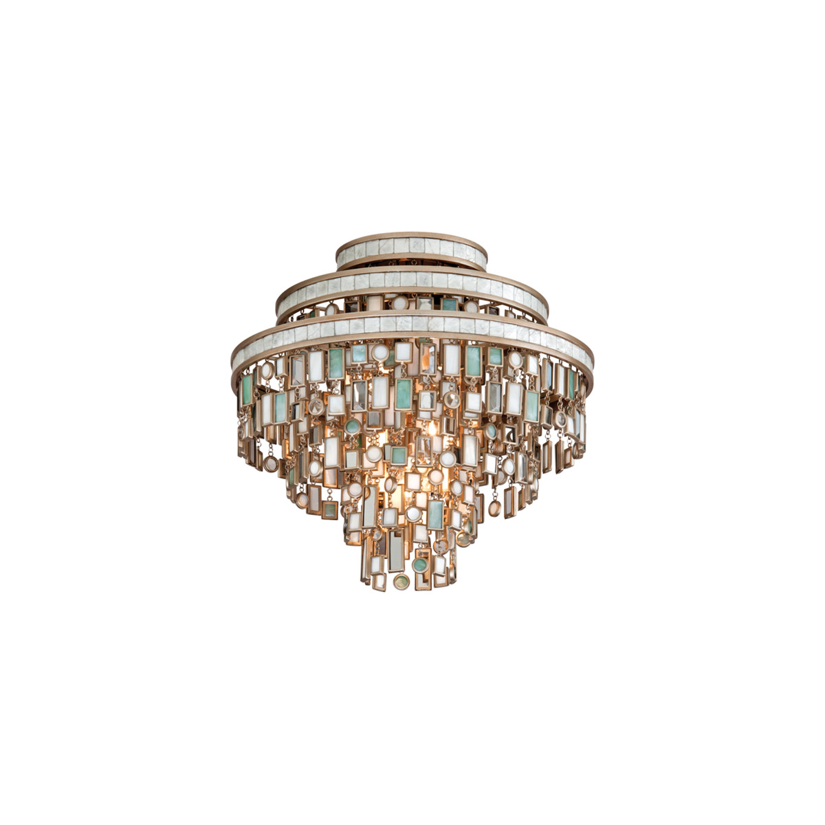 Corbett Lighting 142-33-CPL Dolcetti 3 Light 18 inch Champagne Leaf Semi Flush Ceiling Light