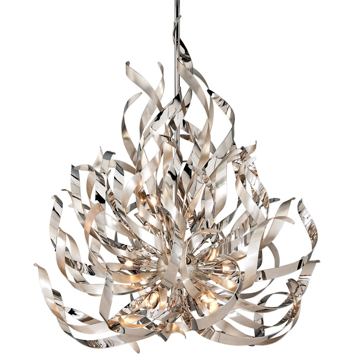 Corbett Lighting 154412SLSS Graffiti 12 Light 44 inch Silver LeafStainless Steel Chandelier Ceiling Light