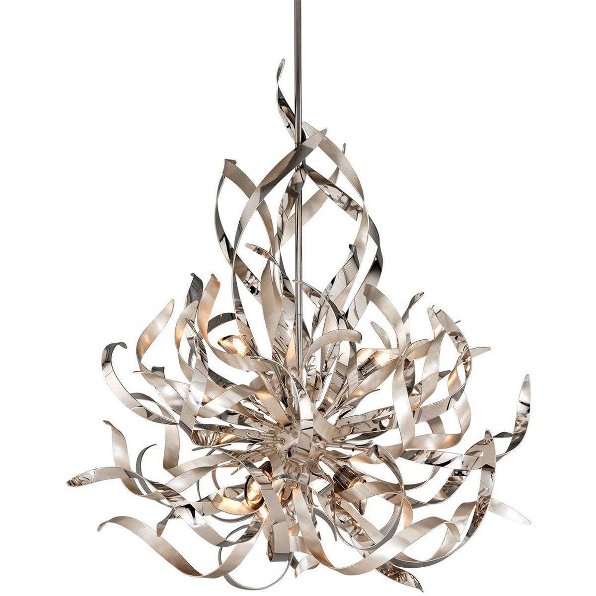 Corbett Lighting 154-46-SL/SS Graffiti 6 Light 26 inch Silver Leaf and Stainless Steel Chandelier Ceiling Light