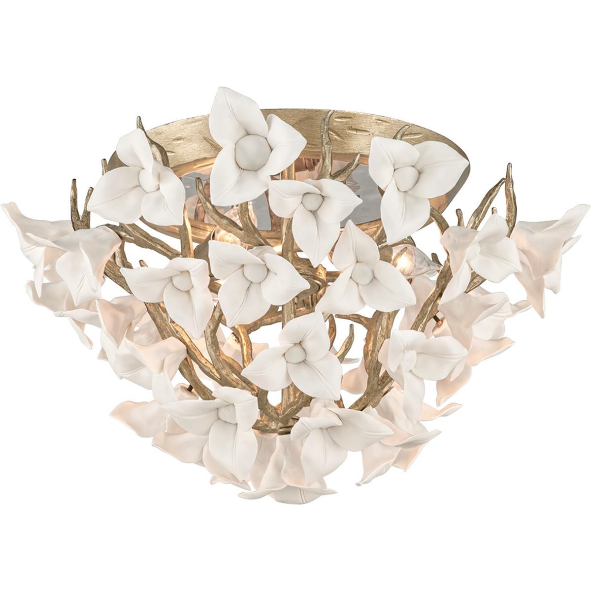 Corbett Lighting 211-34-SGL Lily 3 Light 18.25 inch Stria Gold Leaf Flush Mount Ceiling Light