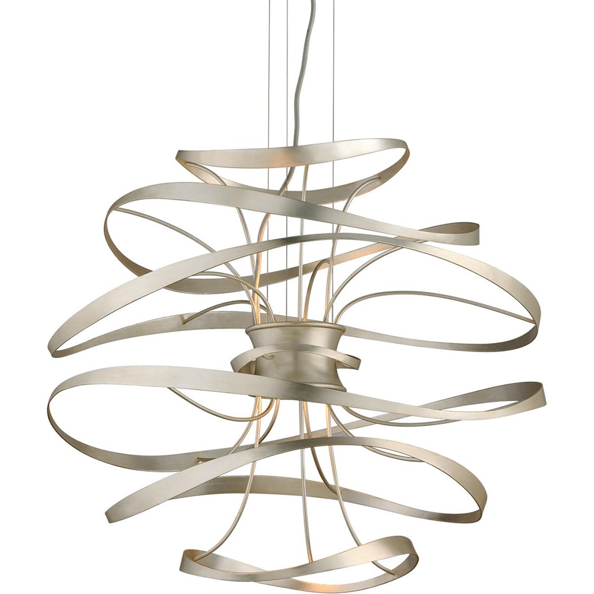 Corbett Lighting 21342SLSS Calligraphy 2 Light 26 inch Silver Leaf Polished Stainless Chandelier Ceiling Light