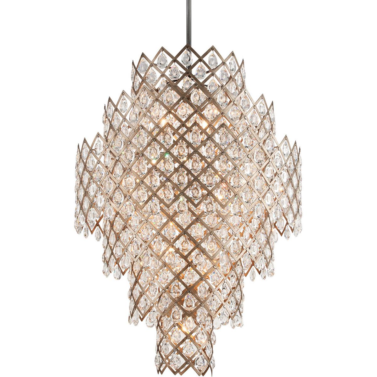 Corbett Lighting 214-717-SGL/SS Tiara 17 Light 44.75 inch Stria Gold Leaf/Stainless Steel Chandelier Ceiling Light