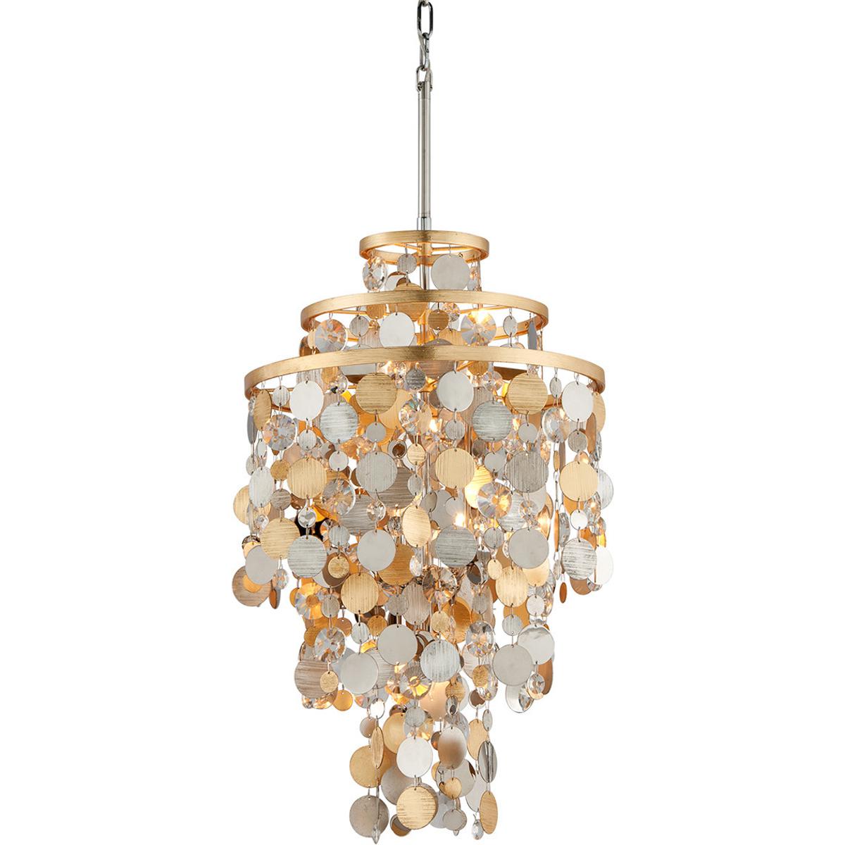 Corbett Lighting 215-45-SL/GL/SS Ambrosia 5 Light 18 inch Silver Leaf/Gold Leaf/Stainless Steel Chandelier Ceiling Light