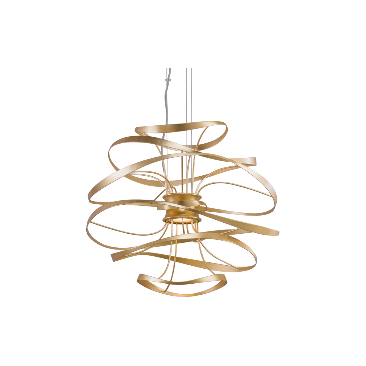 Corbett Lighting 216 42 Calligraphy Led 26 Inch Gold Leaf With Polished Stainless Accents Pendant Ceiling Light