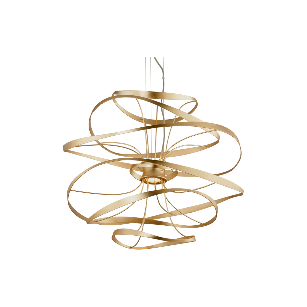 Calligraphy LED Pendant, Gold Leaf, 34 in.