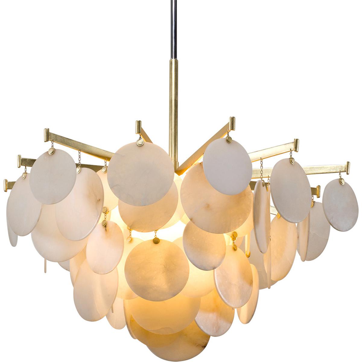 Corbett Lighting 228-44-GL/SS Serenity 1 Light 40 inch Gold Leaf and Polished Stainless Chandelier Ceiling Light