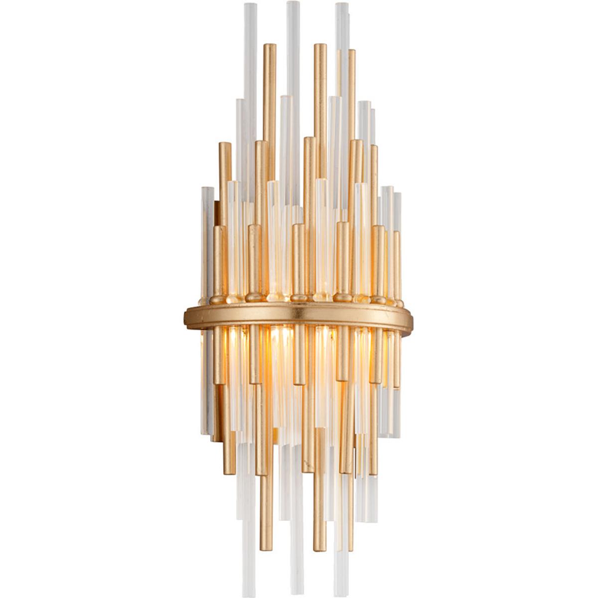 Theory 1-Light Gold Leaf Polished Stainless Steel Glass LED Wall Sconce