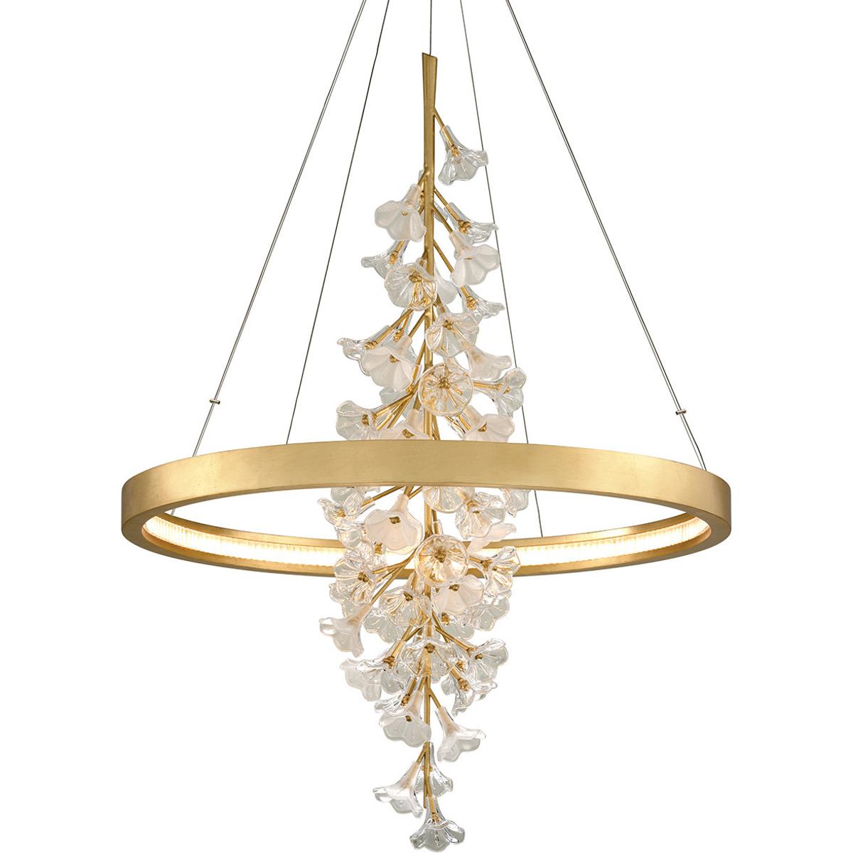 Corbett Lighting 268-72-GL Jasmine LED 36 inch Gold Leaf Chandelier Ceiling Light