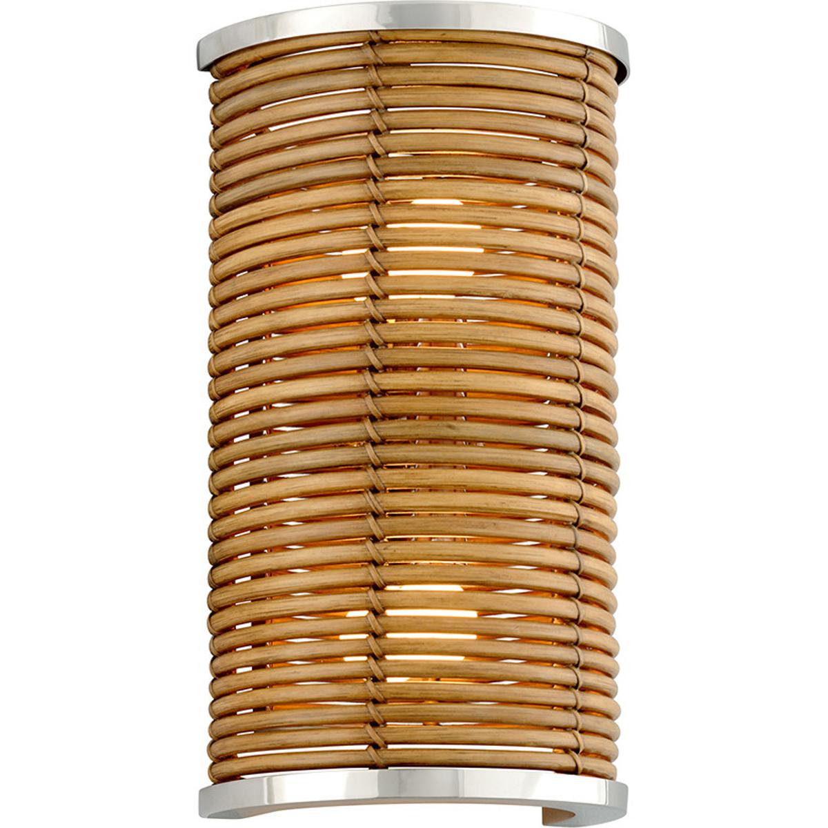 Carayes 2-Light Natural Rattan Stainless Steel Brown Wall Sconce