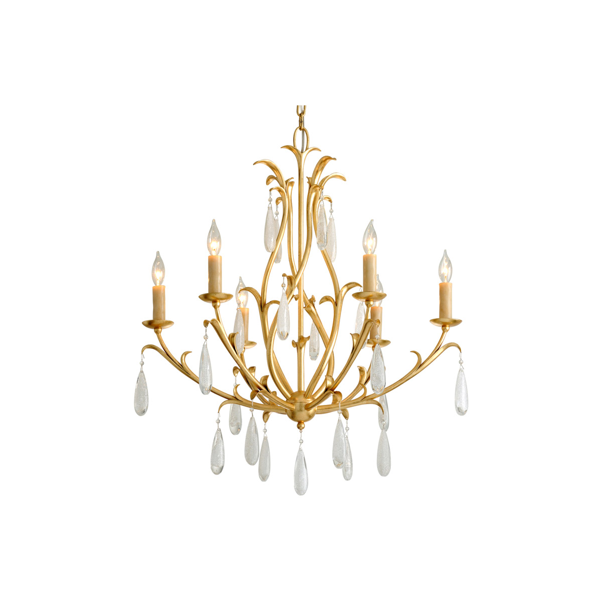 Corbett Lighting 29306GL Prosecco 6 Light 30 inch Gold Leaf Chandelier Ceiling Light